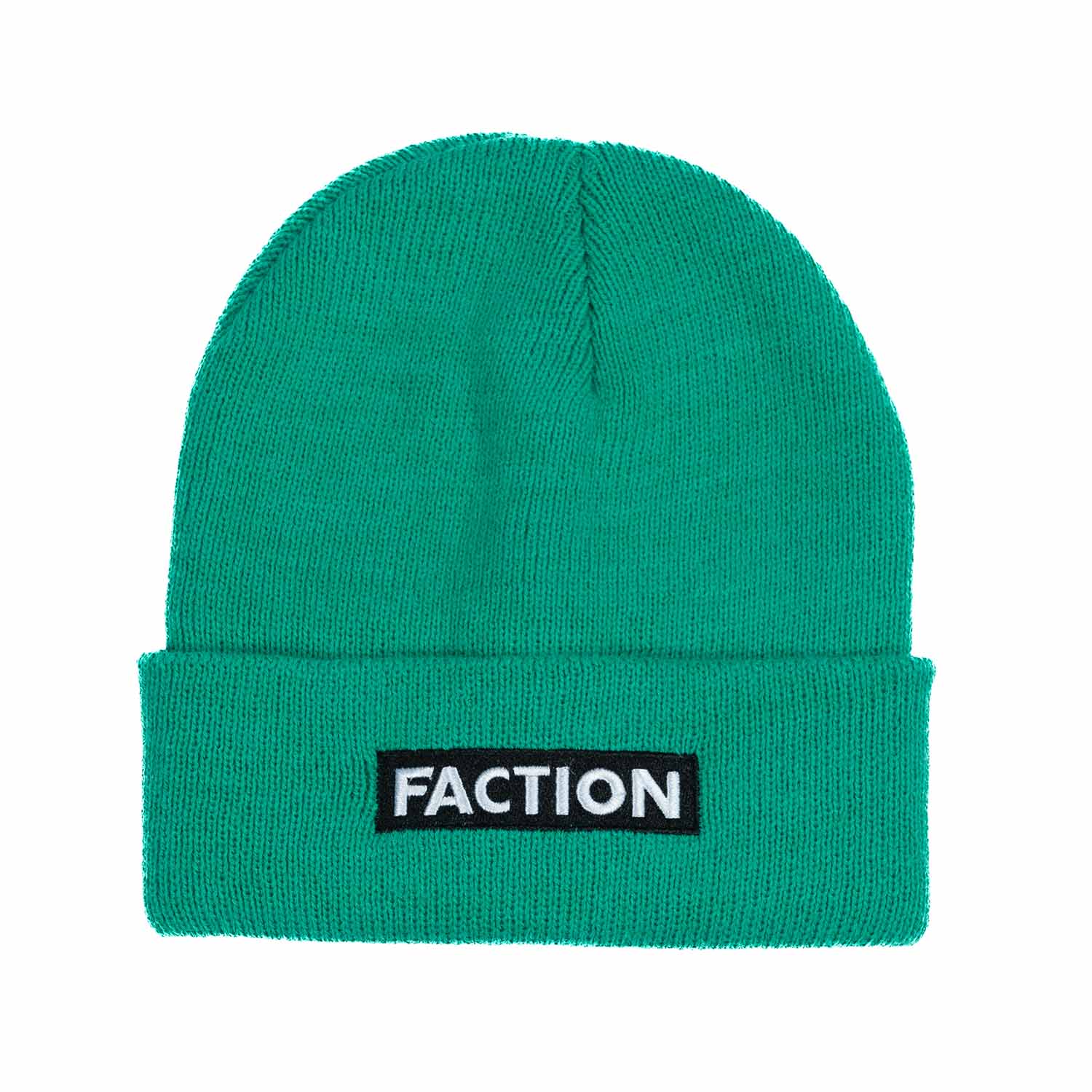 Faction Logo Beanie Green Flat Lay Front